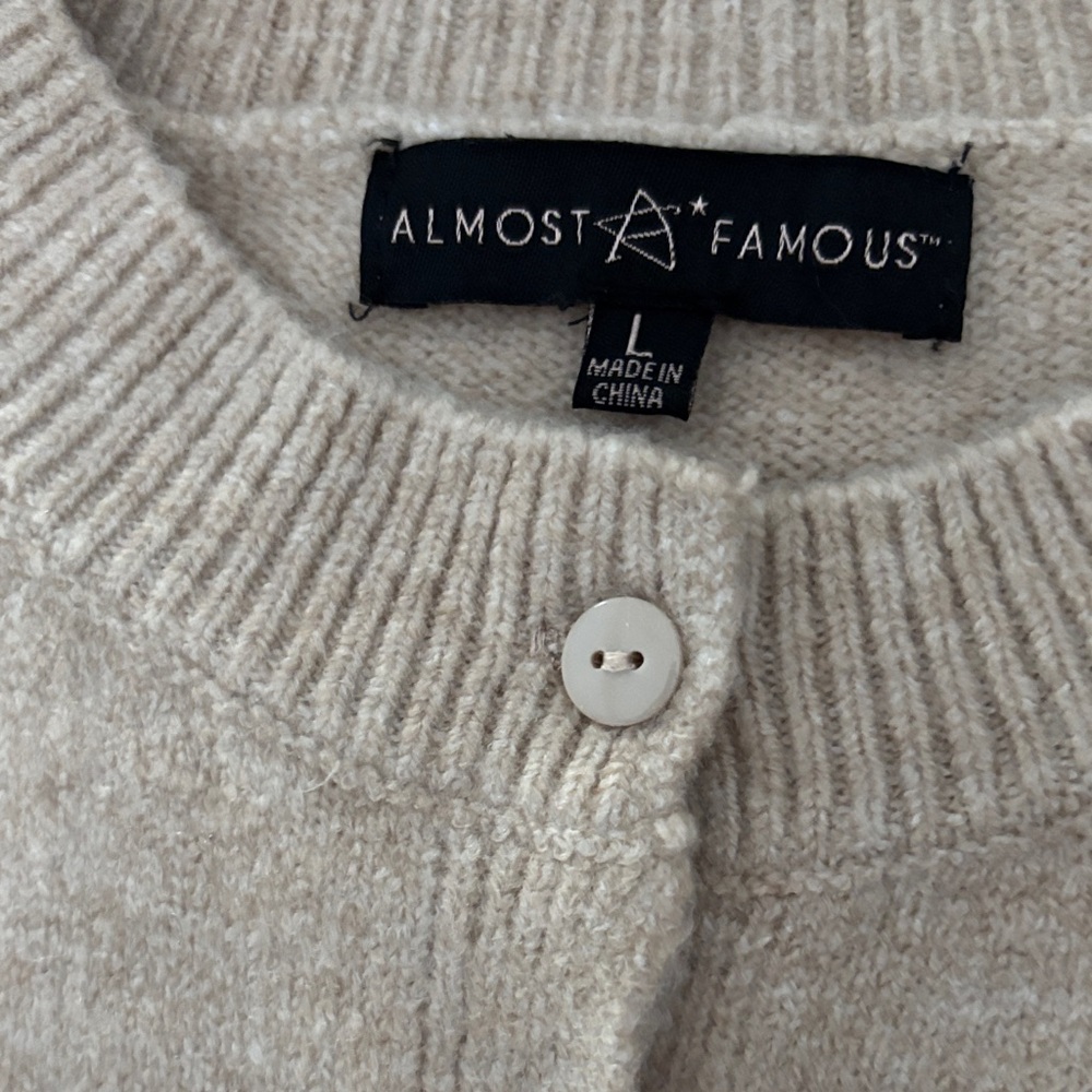 Almost Famous Women's Soft Beige Cardigan - Picture 2 of 7